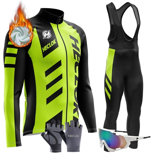 Herren Radsportanzüge mit Thermofleecefutter Herbst/Winter Langarmtrikot Winter Radtrikot Set Radfahren Kleidung Langärmeliges Fahrradtrikot Fahrradhose mit Gel Pad 9D (TYP-4,5XL)