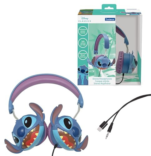 Lexibook, Disney Stitch, Casque stéréo Filaire Stitch 3D, Pliable, Puissance sonore limitée, HP015D