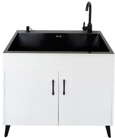 Lavandino da esterno con mobile,Mobile Lavelli cucina acciaio inossidabile con Rubinetto Singolo a Freddo,Lavello del Ristorante commerciale,Inossidabile con il Rubinetto Girevole 360°,per Ristorante