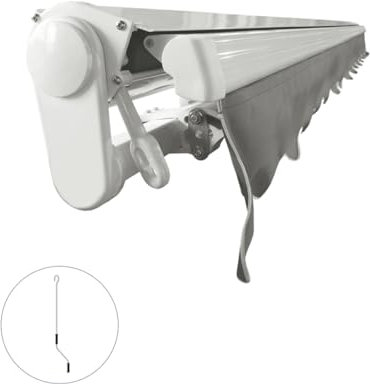 INT400 – Half Cassette – Garden Patio Awnings | Retractable Manual Control Heavy Duty Canopy | 40mm bar | Colour White Frame Grey Fabric 300gsm