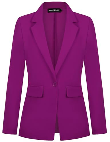 Kyzoeyou - Giacca da donna, blazer con risvolto, chiusura con un bottone, casual, elegante, classica, formale, a maniche lunghe, per lavoro, XL