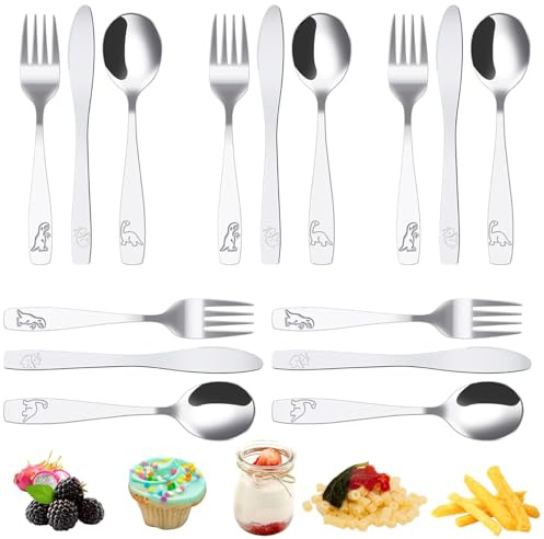 15-teilig Kinderbesteck 5 x Gabeln 5 x Löffel 5 x Messer Ab 1 Jahr aus Edelstahl Besteck Kinder Bringen sie mit Kinderbesteck mit Gravur Jungen Mädchen