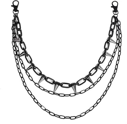 Jean Chain,Belt Chains Wallet Punk Accessories Pocket Biker Gothic Hip Hop Accessory Belts Black Clothing Unisex Rave Stud Heavy Duty Multi Layers Metal Rivet Dangle,for Men Women Jeans Pants Trousers