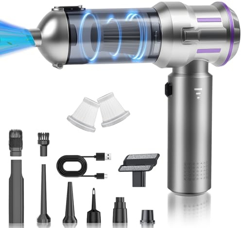 GuKKK 4-in-1 Akku-Handstaubsauger, 16000 Pa Mini-Staubsauger, kabellos, tragbar, mit 2 Filtern, bürstenloser Motor, für Auto, Haus, Büro