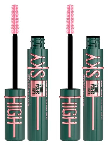 Maybelline New York Sky High Lash Sensational Mascara Farbe Green Altitude Volumengebende und verlängerende flexible Bürste mit Fasern und Bambus-Extrakt - 2 Mascara