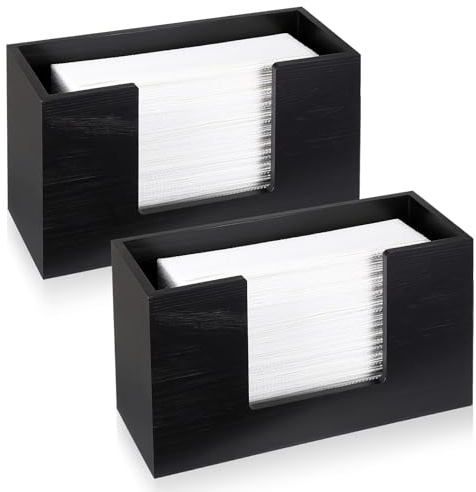 Papierhandtuchspender, Arbeitsplatte, Holz, Badezimmer, Papierhandtuchhalter, schwarz, Serviettenspender, Multifold C-Falz, Z-Falz, dreifach gefaltet, Handspender für Küche, WC, Tisch, Auto, Büro