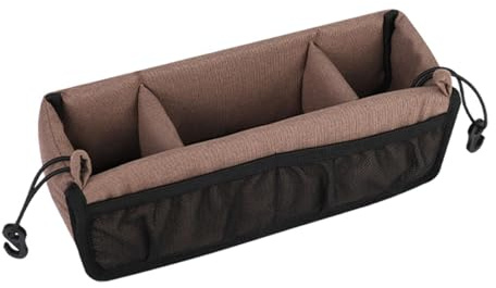 Luwecf Organizer für Kinderwagen, abnehmbar, mit Fächern für Spielzeug und Getränke, Braun