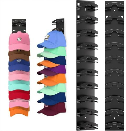 oooaooo 2 Stück BaseCap Halterung Wand, Kappenhalter Wand Cap Aufbewahrung Ohne Bohren, Mützenhalter für Schrank Tür hängeorganizer, Cap Organizer kappenhalter für Zimmer Tür Kleiderschrank