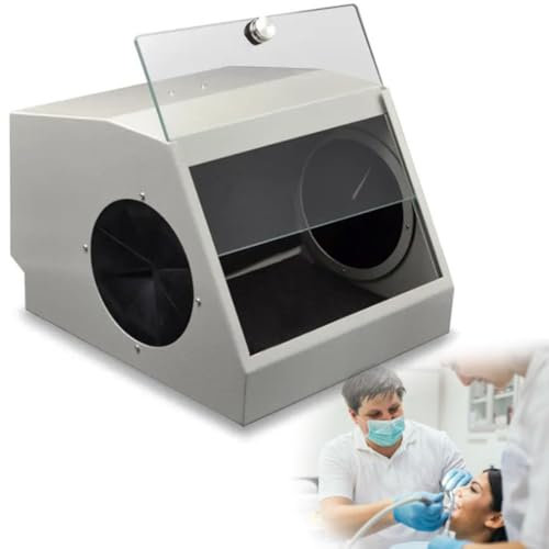JXYQ Dentallabor-Staubbox mit Luftabsaugung und Filtergerät, 5500 K LED-Lichtquelle, Staub entweicht beim Sandstrahlen Nicht
