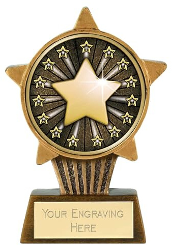TROPHIESPLUSMEDALS Gold Star Mini Trophy, 10cm, Engraving