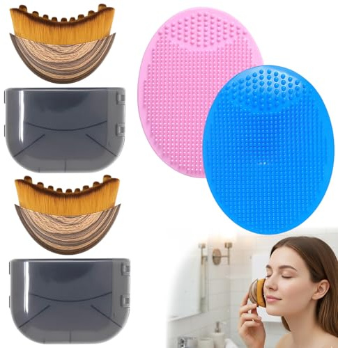 4 Stück Trockenbürste, Gesichtsbürste Set，Lymphkonturen-Gesichtsbürste für Lymphdrainage-Massage, Sanfte Gesichtsreinigung und Müdigkeitslinderung, Ideal Für Reisen Und Tägliche Pflege