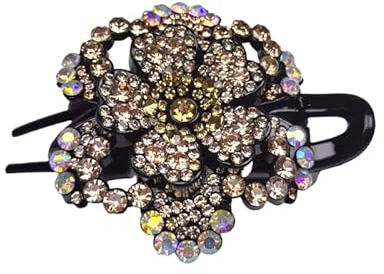 WANYI Haarspange Strass Elegante Haarspangen Damen Glitzer Blumen Haarklammer Mode Haarschmuck Exquisite Haarklammern für Frauen und Mädchen(Champagner)