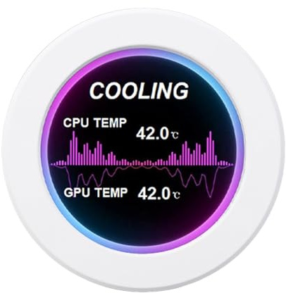 Eujgoov Display LCD Rotondo 2.1in, Guscio in Lega di Alluminio, Rotazione a 360 Gradi, Schermo IPS, Temperatura della CPU in Tempo Reale con Porta PH di Tipo C, Vero Luminoso, Adatto per l'acquista