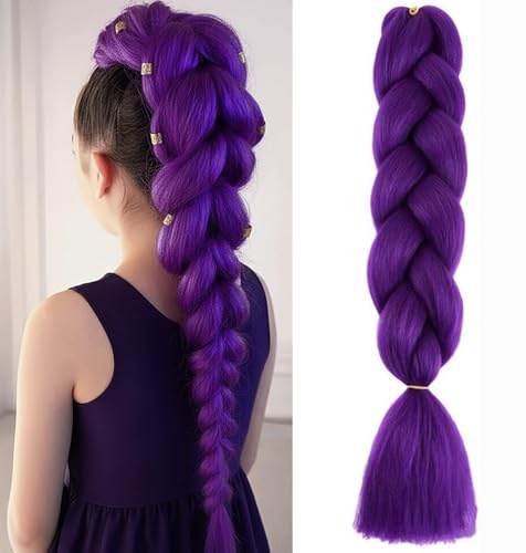 Violet Foncé Meches Pour Tresses Africaine 1 Paquets 24 Pouces Braid Pré éTiré Braids Meches Pre Tiré Long Easy Braids Knotless Yaki Nattes Extensions Rajout Cheveux Tresses