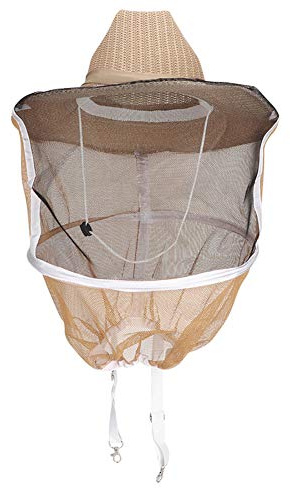 Pssopp Beekeeper Hat and Veil, Breathable Cotton Linen with Cowboy Cap Design, 360 Protection for Beekeeping and Outdoor Activities