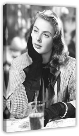 LINNPE Ingrid Bergman Vintage-Foto, klassisches Hollywood-Filmposter, Leinwandposter, Wandkunst, Dekordruck, Gemälde für Wohnzimmer, Schlafzimmer, Dekoration, 20 x 30 cm