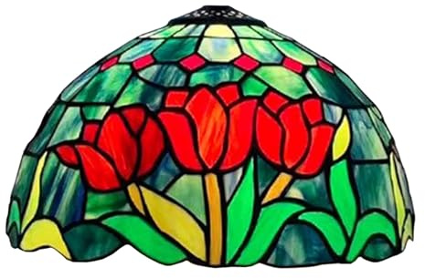 BOTOWI Abat-Jour Tiffany à remplacer Uniquement, Abat-Jour en Verre teinté Style Tulipe, 12 Pouces, Compatible avec Lampe de Table, de Bureau ou Suspension au Plafond,Seagrass Green