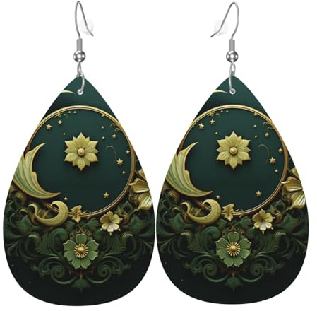 Orecchini Da Donna Pelle Sintetica Ramadan On Green Wallpaper Leggeri E Lussuosi Orecchini In Pelle A Forma Di Lacrima Design Di Fascia Alta Per For Women Girls Per Feste E Appuntamenti