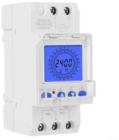 Minuteur analogique intelligent, 85–265 V 16 A, batterie remplaçable, 96 programmes, intervalle de 15 min, montage sur rail DIN, pour usage domestique et industriel