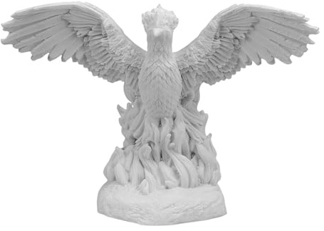 Statua di fenice che sorge dalle fiamme - Creatura mitologica in marmo fuso, arte greca rifinita a mano, rinascita e immortalità decorativa da collezione 15 cm
