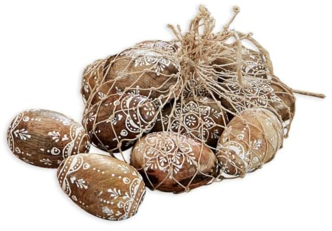 Loberon Osterei 9er Set Raylan, braun | Liebevoll Bemalte Deko-Eier, Naturnahes Design, Ostern, Osterdekoration, Osterfest, Mangoholz