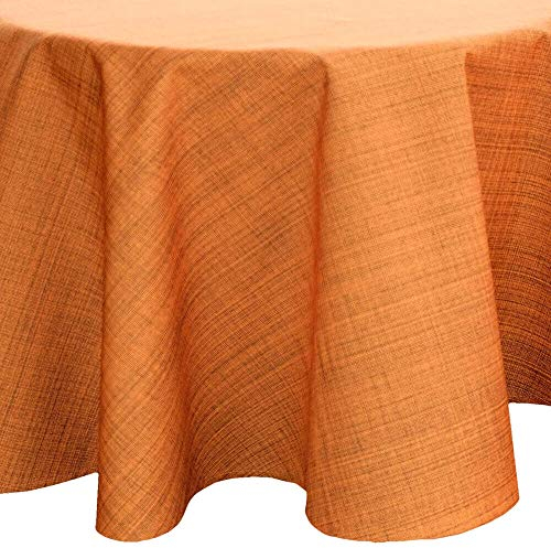 Outdoor Tischdecke rund Ø 145 cm in orange meliert - Modernes Tisch-Tuch als wetterfeste Garten-Tischdecke - Abwaschbare Außenbereich Abdeckung als große Garten-Tische Camping Tisch-Deko