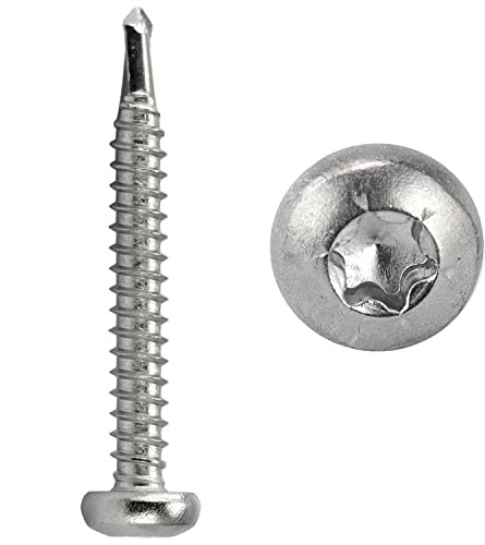 FASTON® Bohrschrauben Innensechsrund 4,8x25 mm mit Linsenkopf Form M Edelstahl A2 V2A (30 Stück) DIN 7504 TORX Selbstschneidend Schnellbauschrauben Selbstschneidende für Weichmetalle (z.B. Aluminium)
