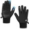 Kinder Fahrradhandschuhe Sport Winter Thermo Jungen Mädchen Kinder Winddicht Anti-Rutsch Touchscreen Handschuhe Alter 4-12 Jahre Fahrradhandschuhe Reiten Laufen Warm Outdoor (L(10-12 Jahre), Schwarz)