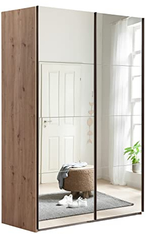 Composad | Armadio della Linea SYSTEMA, Armadio a 2 Ante Scorrevoli con Ante a Specchio, Camera da letto, (LxAxP) 150x223x67 cm, Colore Rovere Oak Mielato, Made in Italy
