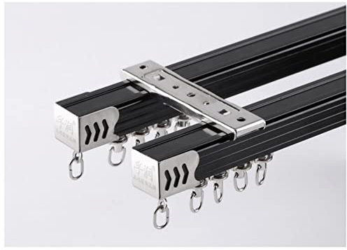 Vorhangschiene Riel Cortina Hotelero - Wohnmobil/Raumteiler Schienen Doppel Schwarz Mit Haken Und Endkappe, Extra Lang 6.1 5.8 5.5 5.2 4.9 4.6 4.3 4 3.7 3.4 M Riel De Cortinas De Techo (Color : Ceil