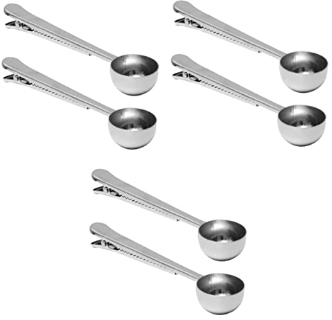 IMIKEYA 6pcs Stainless Steel Measuring Spoon for Coffee Tea Magnetic Tablespoon Clip for Ground Coffee Powder Latte Spoon