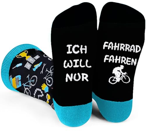 Piroo Lustige Geschenke für Männer Geburtstag Fahrrad Socken Herren Geschenk Papa Lustig Socken mit Spruch Geburtstagsgeschenk witzig