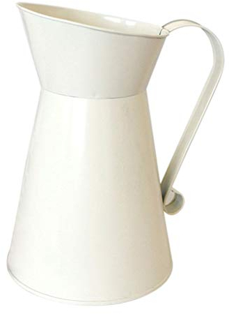 Diarypiece Jarra de leche rústica de color blanco vintage para decoración del hogar con forma de maceta con asa