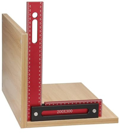 Escuadra para Carpintería, Escuadra de Marco de Aleación de Aluminio en Forma de L de 300x200 Mm con Valla de Tope, Escuadra de Carpintero para Medir y Marcar Carpinteros