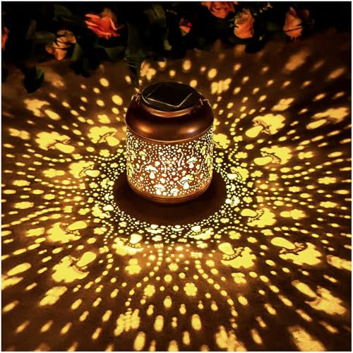 Mushroom Solar Lanterns Outdoor Waterproof Hanging Solar Lights Mushroom Gifts for Women Men Mom Metal Decorative LED Outdoor Lanterns for Patio,Lawn, Landscape, Garden Decor, Yard Decoration