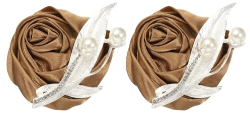 QUARKZMAN 2 Stück Ansteckblumen Braune Bräutigam-Korsage Künstliche Blume | für Männer/Frauen, mit Stecknadel, für Hochzeitsdekoration, Zeremonie, Abschlussball, Heimkehr