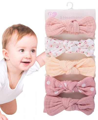 Babyflickor bågar och pannband, huvudbågar för flickor | Baby pannband bågar - 7.1x1.4 tum hårband med knut, elastiska head wrap -tillbehör för daglig slitage