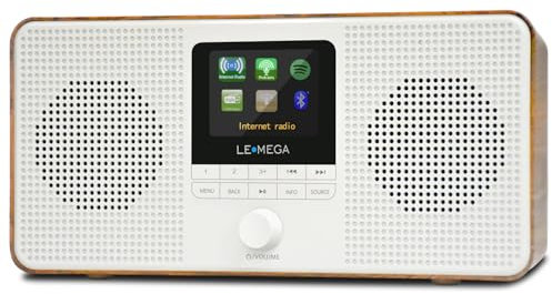 LEMEGA IR4S Stereo WIFI Internet Radio,Portable DAB/DAB+/FM Digital Radio,Spotify Connect,Bluetooth Speaker,Dual Alarms Clock,60 Presets,Headphone-Output,Batteries or Mains Powered,Walnut