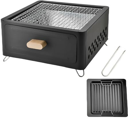 Vnook Parrilla portátil Japonesa for Barbacoa, Parrilla de Mesa for Camping, Parrilla de carbón, Horno, Horno doméstico de Alcohol for Barbacoa Familiar, Picnic(Black)