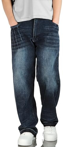 Baggy Jeans Herren Y2K Streetwear Jeans Straight Hip Hop Skater Vintage Denim-Hosen Lässig Loose Fit Jeanshosen