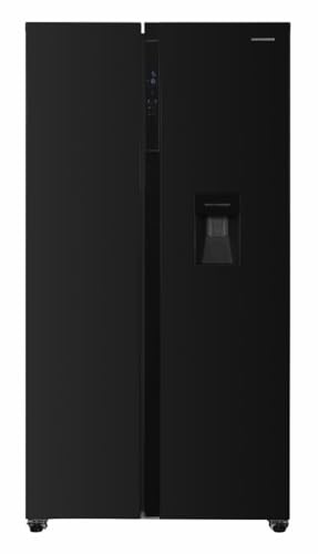 HEINNER HSBS-H439NFBKWDE++ Side-by-Side Kühlschrank – 439 L, Energieklasse E, Frost-Free, LED-Display, Multi-Air Flow, verstellbare Ablagen, Zwarte, inkl. 5‑Jahres-Garantie (Zwarte, 439 Liter)
