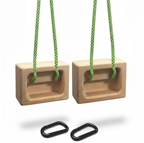 J Bryant Hangboard portatile in legno per arrampicata – Tastiera doppia tasca per allenamento di forza di presa e avambraccio – legno di faggio con corde e moschettoni