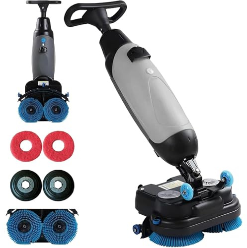Lavasciuga Pavimenti Uomo a Terra, Lavapavimenti Professionale con Pista di Pulizia da 43 Cm, Serbatoio di Recupero 7.5 L, Portata 1200 ㎡/H, Adatta per Pavimenti in Legno, Piastrelle, Terrazzo(A)