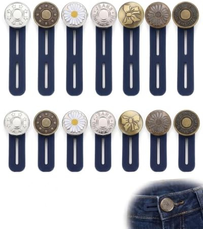 KACZUS 14 Pezzi Bottoni Allarga Pantaloni, Regolabili in Metallo, Bottoni per Jeans Donna e Uomo, Vita e Gonne, Ideale per Gravidanza