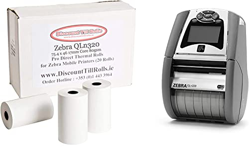 Zebra QLn320 Thermopapierrollen, 50 x 46 x 17 mm, 80 g/m² (keine Etiketten), 20 Rollen