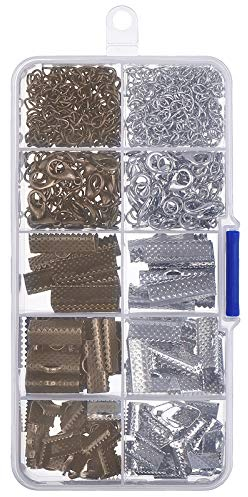 Outus Kit Chiusure per Bracciale Pizzico Piegato Fermagli Aragosta con Anelli di Salto ed Estensori di Catena, 370 Pezzi (Multicolore B)