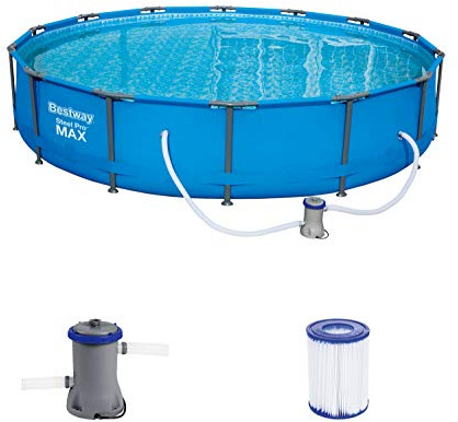 Bestway Steel PRO Max Piscina Fuori Terra Rotonda 56595, 427x84 cm, Pompa di Filtraggio Inclusa