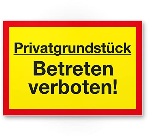Komma Security Privatgrundstück Betreten verboten Schild 30 x 20 cm Hinweisschild Grundstück Verbotsschild - Betreten verboten Warnhinweis widerrechtlich betreten Abschreckung Prävention