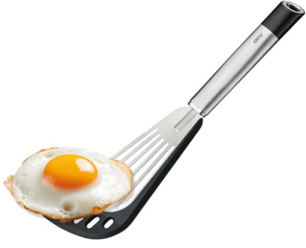 Gefu Pfannenwender Primeline - Küchenwender aus Silikon & Edelstahl | Flexibler Bratenwender für beschichtete Pfannen, hitzebeständig bis 250 °C, ergonomisch und spülmaschinengeeignet