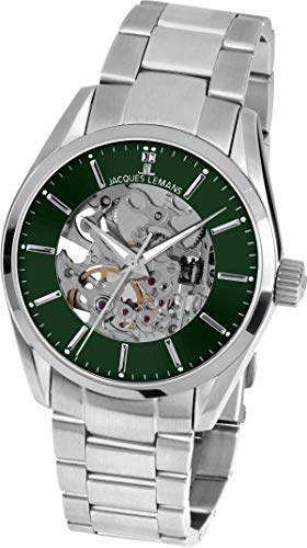 JACQUES LEMANS Herrenuhr Derby Automatik Metallband massiv Edelstahl 1-1909D